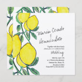 Waterverf Lemon Citrus Script Wedding Kraft Kaart (Voorkant / Achterkant)