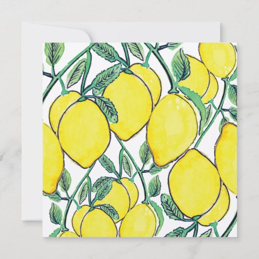 Waterverf Lemon Citrus Script Wedding Kraft Kaart (Achterkant)