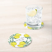 Waterverf Lemon Citrus Script Wedding Ronde Kartonnen Onderzetter (Insitu)