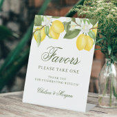 Waterverf Lemon Citrus Wedding Favors Reclamebord Met Voetstuk