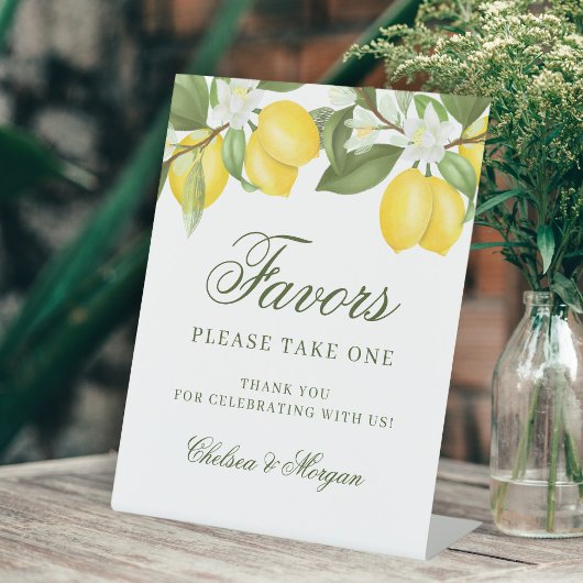 Waterverf Lemon Citrus Wedding Favors Reclamebord Met Voetstuk