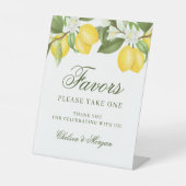 Waterverf Lemon Citrus Wedding Favors Reclamebord Met Voetstuk (Voorkant)