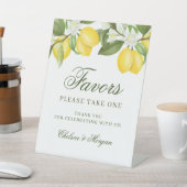 Waterverf Lemon Citrus Wedding Favors Reclamebord Met Voetstuk (Insitu)