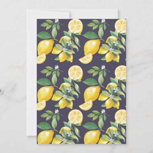 Waterverf Lemon Citrus Wedding Kaart (Achterkant)