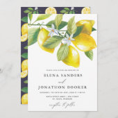 Waterverf Lemon Citrus Wedding Kaart (Voorkant / Achterkant)