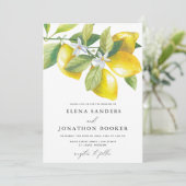 Waterverf Lemon Citrus Wedding Kaart (Staand voorkant)