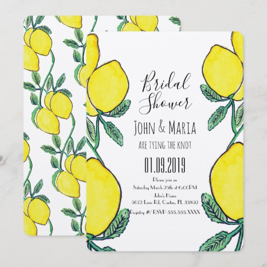 Waterverf Lemon Citrus Yellow Vrijgezellenfeest Ec Kaart (Voorkant / Achterkant)