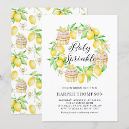 Waterverf Lemon Cupcakes Wreath Baby Sprinkle Kaart