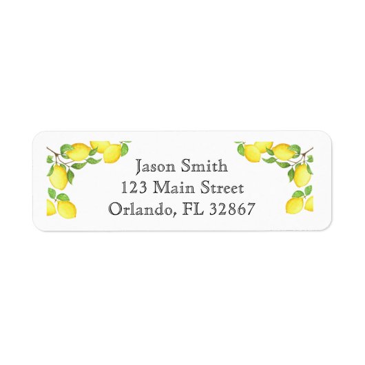 Waterverf Lemon Custom Return Adreslabel Etiket (Voorkant)