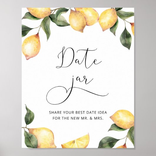 Waterverf Lemon danst nachtideeën. Datum jar brida Poster (Voorkant)