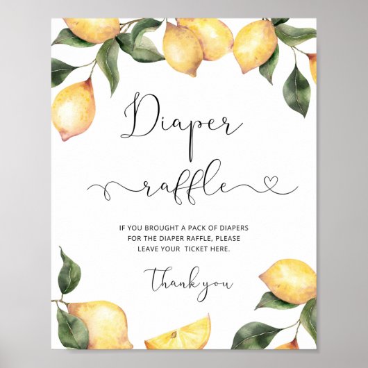 Waterverf Lemon diaper-verkeersbord Poster (Voorkant)