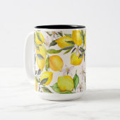 Waterverf Lemon Elegance Tweekleurige Koffiemok (Voorkant links)