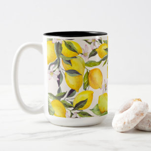 Waterverf Lemon Elegance Tweekleurige Koffiemok