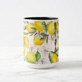 Waterverf Lemon Elegance Tweekleurige Koffiemok (Center)