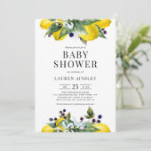 Waterverf Lemon en Blackberry Zomer Baby shower Kaart (Staand voorkant)