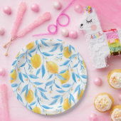 Waterverf Lemon en Blauwe Bladeren Papieren Bordje (Feest)