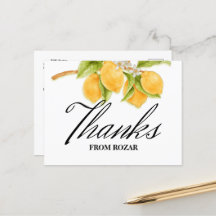 Waterverf Lemon en Blossoms Verjaardag Bedankt