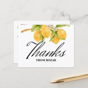 Waterverf Lemon en Blossoms Verjaardag Bedankt Briefkaart