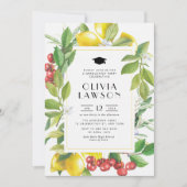 Waterverf Lemon en Cranberry Graduation Party Kaart (Voorkant)