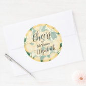Waterverf Lemon en Greenery Birthday Ronde Sticker (Envelop)