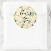 Waterverf Lemon en Greenery Birthday Ronde Sticker (Tas)