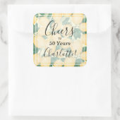 Waterverf Lemon en Greenery Birthday Vierkante Sticker (Tas)