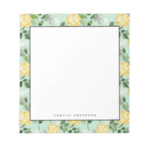 Waterverf Lemon en Greenery Pattern Persoonlijk Notitieblok