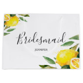 Waterverf Lemon en Leaves Bruidsmeisje Groot Cadeauzakje (Voorkant)