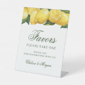 Waterverf Lemon en Leaves Wedding Favors Reclamebord Met Voetstuk (Voorkant)
