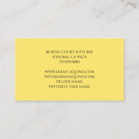 Waterverf Lemon en olie Visitekaartje (Achterkant)