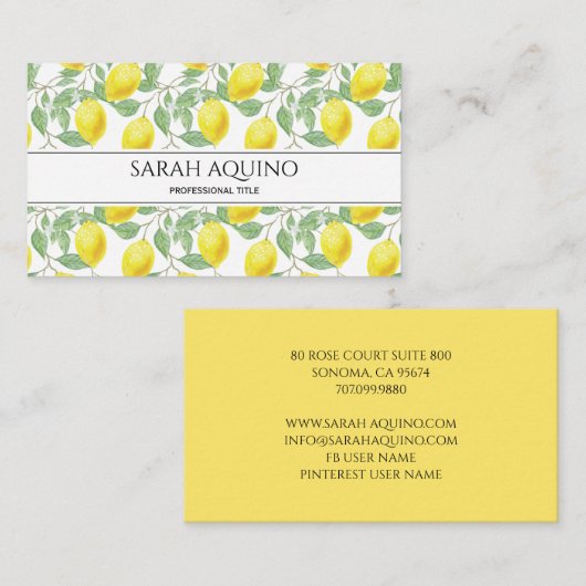 Waterverf Lemon en olie Visitekaartje (Voorkant / Achterkant)
