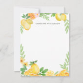Waterverf Lemon Floral - Aangepast schrijfwerk Notitiekaartje (Voorkant)