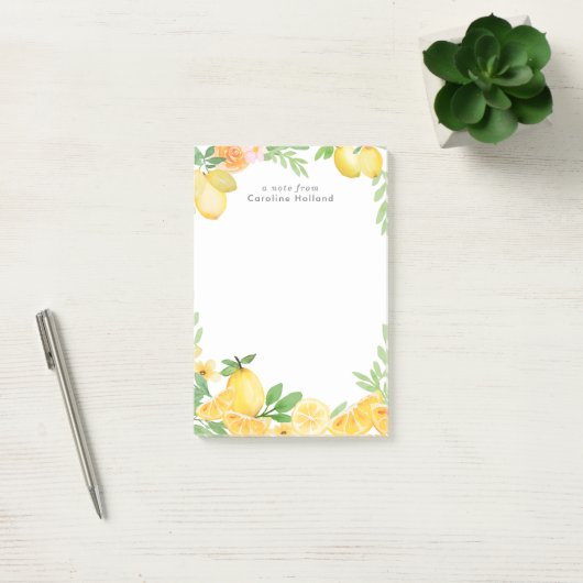 Waterverf Lemon Floral - Aangepast schrijfwerk Post-it® Notes (Kantoor)