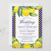 Waterverf Lemon Floral Blue Polka Dot Kaart (Voorkant)