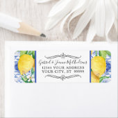 Waterverf Lemon Floral Greenery Wreath Blue White Etiket (Insitu)