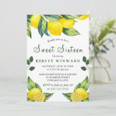 Waterverf Lemon Floral Sweet 16 Kaart (Staand voorkant)