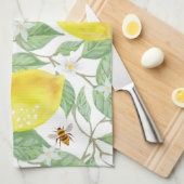 Waterverf Lemon Fruit, Lemon Blossom en bijen Theedoek (Quarter Fold)