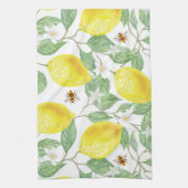 Waterverf Lemon Fruit, Lemon Blossom en bijen Theedoek (Verticaal)