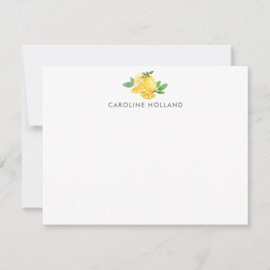 Waterverf Lemon Fruit Personalized Stationery Notitiekaartje (Voorkant)