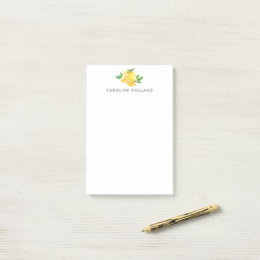 Waterverf Lemon Fruit Personalized Stationery Post-it® Notes (Op bureau)