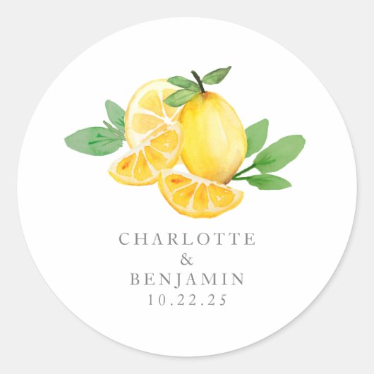 Waterverf Lemon Fruit Personalized Stationery Ronde Sticker (Voorkant)