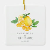 Waterverf Lemon Fruit Personalized Wedding Keramisch Ornament (Voorkant)
