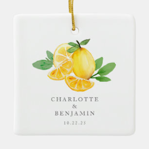 Waterverf Lemon Fruit Personalized Wedding Keramisch Ornament