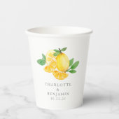Waterverf Lemon Fruit Personalized Wedding Papieren Bekers (Voorkant)