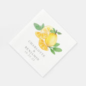 Waterverf Lemon Fruit Personalized Wedding Servet (Hoek)