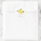 Waterverf Lemon Fruit Personalized Wedding Vierkante Sticker (Tas)