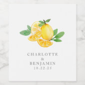 Waterverf Lemon Fruit Personalized Wedding Wijn Etiket (Enkel label)
