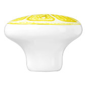 Waterverf Lemon Fruit Slice met Lemon Leaf Keramische Knop (Zijkant)