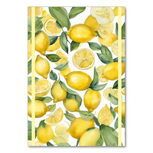 Waterverf Lemon Garden Trouwtafel Kaart (Achterkant)