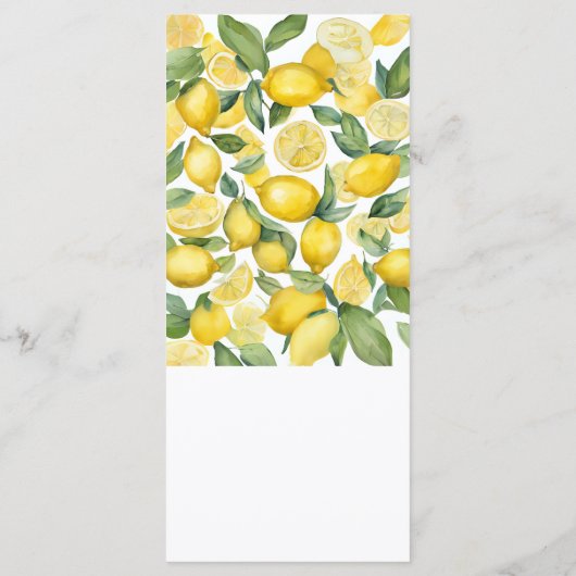 Waterverf Lemon Garden Wedding Menu (Achterkant)